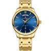 Nf9213 g be naviforce watch men blue dial stainless steel metal gold strap quartz battery analog three hand for dream