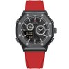 Nf9216t b b r naviforce watch men black dial rubber red strap quartz battery digital analog three hand for dream