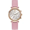 Gw0113l4 guess watch women silver dial rubber pink strap quartz battery analog crystals solstice