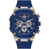 Gw0264g4 guess watch men blue dial rubber strap quartz battery analog navigator