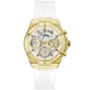 Gw0409l2 guess watch women silver dial rubber white strap quartz battery analog athena