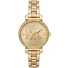 Mk4334 michael kors watch women gold dial metal stainless steel golden strap quartz battery analog three mk logo hand sofie