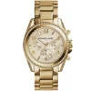 Mk5166 michael kors chronograph watch women gold dial metal stainless steel golden strap quartz battery analog blair
