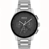 1513762 hugo boss watch men black dial metal stainless steel silver strap quartz battery analog chronograph peak
