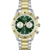 1513872 hugo boss watch men green dial metal stainless steel silver gold strap quartz battery analog chronograph santiago