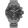 1791806 tommy hilfiger watch men black dial metal stainless steel gunmetal gray strap quartz analog chronograph trent