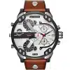 Dz7394 diesel watch men white dial leather brown strap quartz battery analog chronograph 3 bar only the brave mr daddy