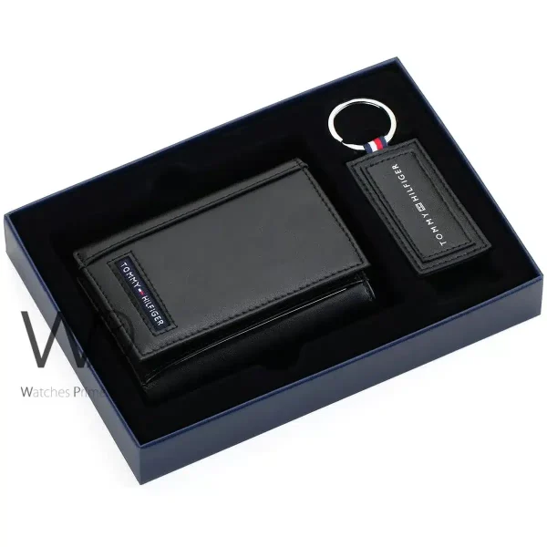 Tommy Hilfiger Wallet and Keychain Black Men | Watches Prime