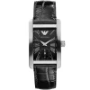 Ar0144 emporio armani watch square women black dial leather strap quartz battery analog classic