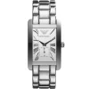 Ar0145 emporio armani watch square men silver dial stainless steel metal strap quartz battery analog classic
