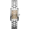 Ar0172 emporio armani watch square women pink dial stainless steel metal silver strap quartz battery analog classic