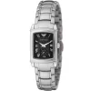 Ar0250 emporio armani watch square women black dial stainless steel metal silver strap quartz battery analog classic
