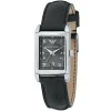 Ar0274 emporio armani watch square women black dial leather strap quartz battery analog