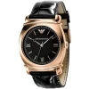 Ar0320 emporio armani watch men black dial leather strap quartz battery analog