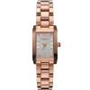 Ar0361 emporio armani watch square women silver dial stainless steel metal rose gold strap quartz battery analog