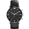 Ar0397 emporio armani watch men black dial leather strap quartz battery analog chronograph gianni xlarge