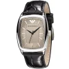 Ar0410 emporio armani watch square women gray dial leather black strap quartz battery analog classic