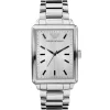 Ar0418 emporio armani watch square men silver dial stainless steel metal strap quartz battery analog