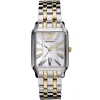 Ar0485 emporio armani watch square men silver dial stainless steel metal gold strap quartz battery analog
