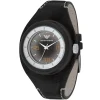 Ar0522 emporio armani watch men gray dial leather black strap quartz battery analog