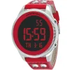 Ar0538 emporio armani watch men red black dial leather strap quartz battery digital chronograph
