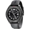 Ar0588 emporio armani watch men black dial rubber strap quartz battery analog