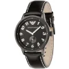 Ar0622 emporio armani watch men black dial leather strap quartz battery analog