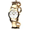 Ar0761 emporio armani watch women white dial stainless steel metal gold strap quartz battery analog