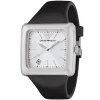 Ar0803 emporio armani watch square men silver dial rubber black strap quartz battery analog