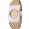 Ar1017 emporio armani watch square women beige dial leather strap quartz battery analog