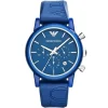 Ar1058 emporio armani watch unisex blue dial rubber strap quartz battery analog chronograph luigi