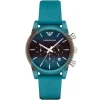 Ar1062 emporio armani watch unisex degrade brown blue dial rubber strap quartz battery analog chronograph luigi