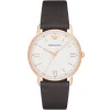 Ar11011 emporio armani watch men white dial leather brown strap quartz battery analog kappa
