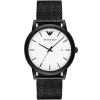 Ar11046 emporio armani watch men white dial mesh stainless steel metal black strap quartz battery analog luigi slim
