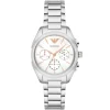 Ar11050 emporio armani watch men mother of pearl white dial stainless steel metal silver strap quartz battery analog chronograph valeria