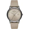 Ar11116 emporio armani watch men beige dial leather strap quartz battery analog luigi slim