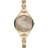 Ar11140 emporio armani watch women mother of pearl gold dial stainless steel metal golden strap quartz battery analog aurora