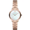 Ar11158 emporio armani watch women white dial stainless steel metal rose gold strap quartz battery analog modern