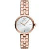 Ar11196 emporio armani watch women mother of pearl white dial stainless steel metal rose gold strap quartz battery analog arianna