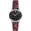 Ar11262 emporio armani watch women black dial leather red strap quartz battery analog raffaella