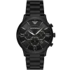 Ar11349 emporio armani watch men black dial stainless steel metal strap quartz battery analog chronograph giovanni