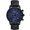 Ar11351 emporio armani watch men blue dial leather black strap quartz battery analog chronograph luigi