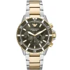 Ar11361 emporio armani watch men green dial stainless steel metal silver gold strap quartz battery analog chronograph diver