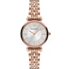 Ar11446 emporio armani watch women crystals silver dial stainless steel metal rose gold strap quartz battery analog gianni t bar