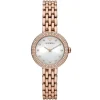 Ar11508 emporio armani watch women crystals silver dial stainless steel metal rose gold strap quartz battery analog