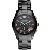 Ar1410 emporio armani watch ceramica men black dial ceramic strap quartz battery analog chronograph valente large