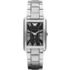 Ar1638 emporio armani watch square women black dial stainless steel metal silver strap quartz battery analog marco small