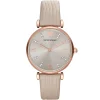 Ar1681 emporio armani watch women beige dial leather strap quartz battery analog gianni t bar