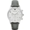 Ar1861 emporio armani watch men white dial leather gray strap quartz battery analog chronograph luigi xlarge