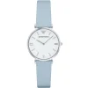 Ar1928 emporio armani watch women white dial leather blue strap quartz battery analog gianni t bar